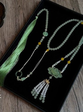 「爱莲说」莲花璎珞长款背云流苏项链新中式国风古风马面裙配饰品