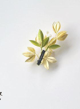 原创缠花成品花骨朵珍珠发夹日常发饰百搭发簪古风旗袍汉服配饰