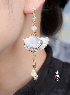 云杏水墨非遗蚕丝绒花耳环