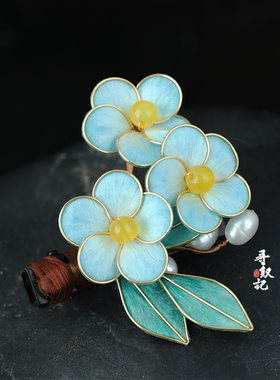 新中式手工非遗缠丝绒花发夹