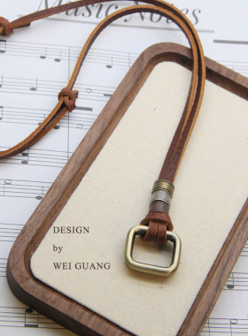 复古文艺双环牛皮绳项链