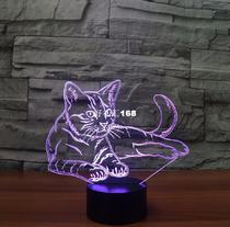 7 Colorful Cat 3D Lamp Acrylic LED Night Light USB Touch Sen