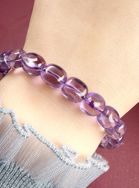 【菲璐】天然紫水晶随形椭圆手链手串姐妹礼物天然水晶手链批发一
