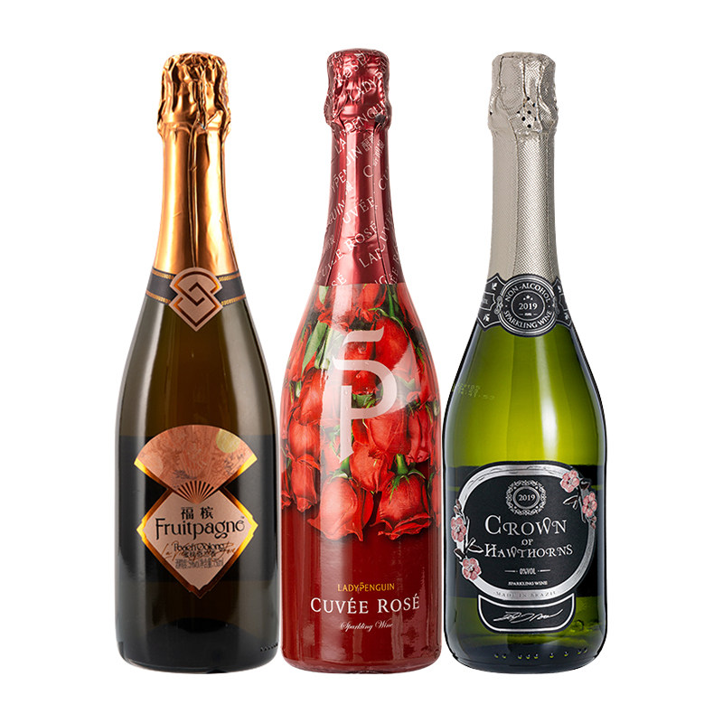醉鹅娘福槟起泡酒小花束玫瑰桃红葡萄酒山楂花甜白葡萄汁3支 优特惠