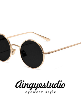 复古圆形墨镜男款开车专用2025新款太阳镜女偏光镜圆框民国太子镜