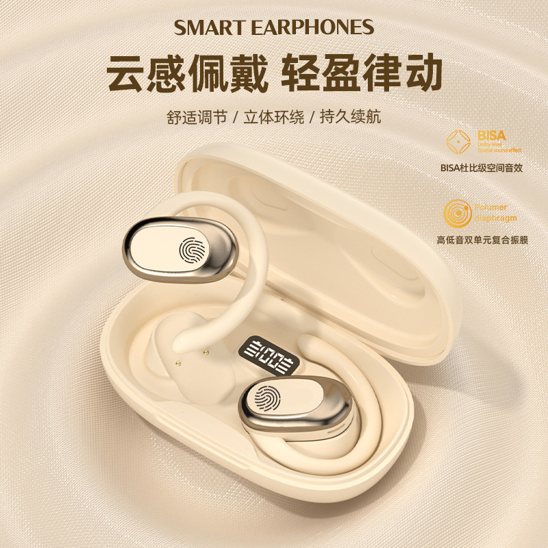 数显透明重低音OWS气传导蓝牙耳机挂耳式不入耳无线双耳通话运动 - 图0