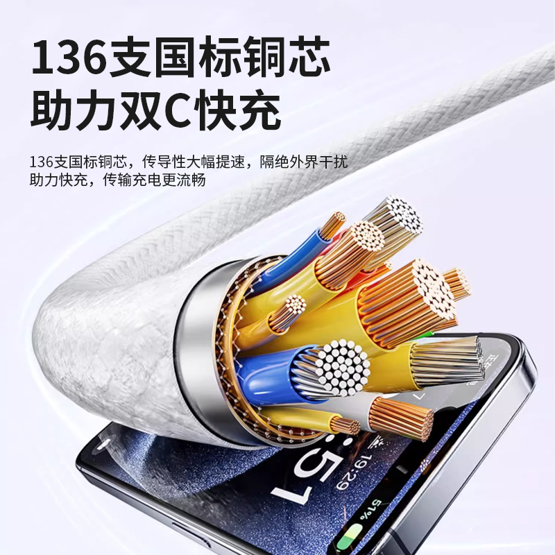 力拓PD15适用iphone15数据线15pro max双头TypeC密织快充线3A平板手机C口PD60W双向电脑转接线编织充电线批发-图2