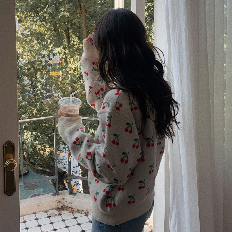 2020春秋新款韩版宽松短款针织衫 小悠范毛衣