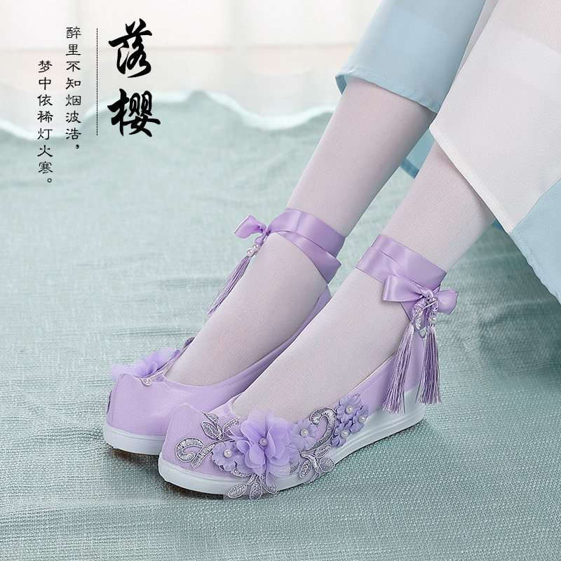 古风汉服鞋子女原创民族绣花布鞋汉元素学生配古装仙气刺绣舞蹈鞋_虎窝淘