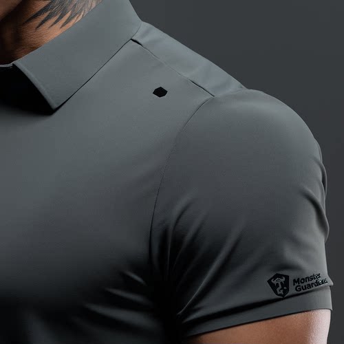 Monster Guardians防晒凉感高尔夫运动健身休闲抗皱POLO衫短袖男 - 图3
