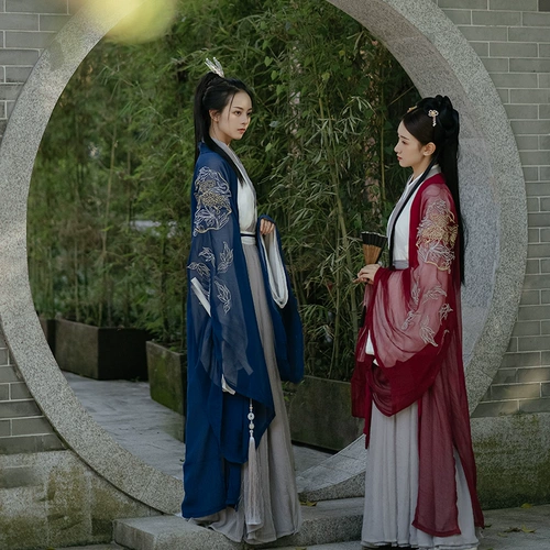 言然 Донилер Оригинальная ханфу женщина Вей Джинфенг, Гуангфенг рукав, талия, талия, юбка, рубашка с большим облечением, ежедневное китайское зимнее платье ветра