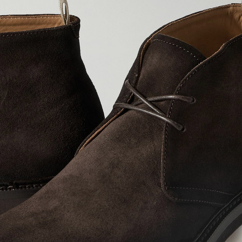 中帮靴子男秋冬复古平底户外靴休闲潮流圆头工装靴百搭系带马丁靴 - 图3