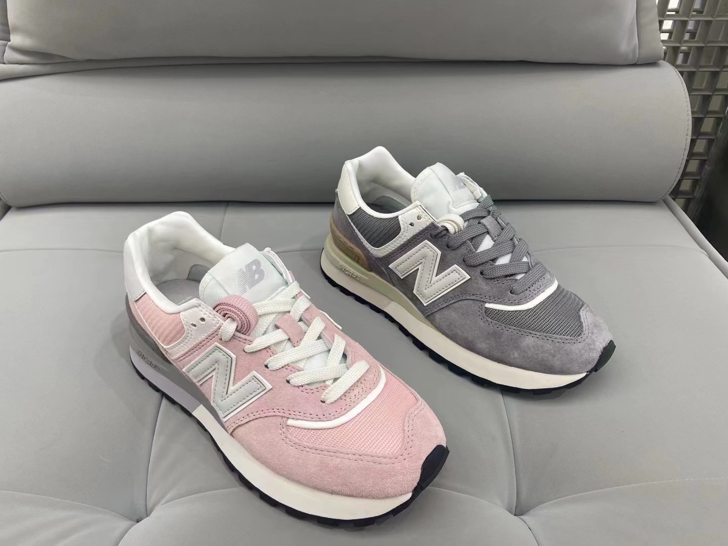 正品NEW BALANCE/新百伦粉色灰色574系列Legacy经典跑鞋U574LGGS - 图0