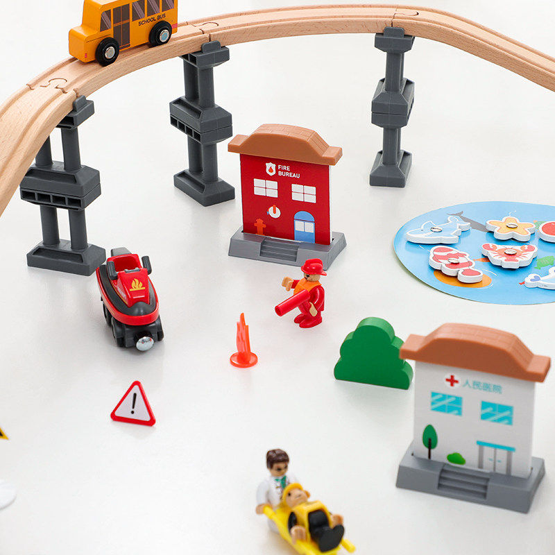 木制拼装汽车轨道赛车儿童玩具木质男女孩益智电动遥控小火车套装,淘宝优惠券,粉丝福利购,淘宝优惠卷