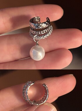 [楼哈哈]小众高级感无痛珍珠耳夹轻奢方圆脸耳骨夹无耳洞耳饰女