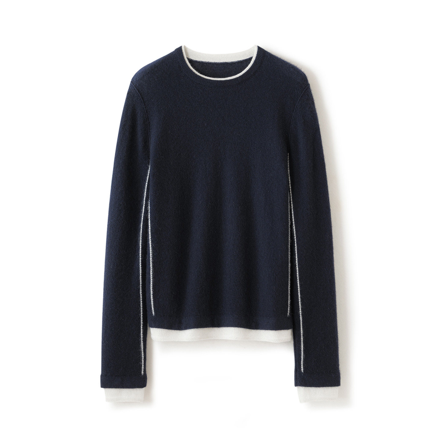 洋气保暖圆领拼色100%纯山羊绒衫女宽松套头针织衫简约毛衣打底衫,淘宝优惠券,粉丝福利购,淘宝优惠卷