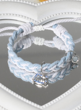 原创编织彩钻KT情侣磁吸手链手绳