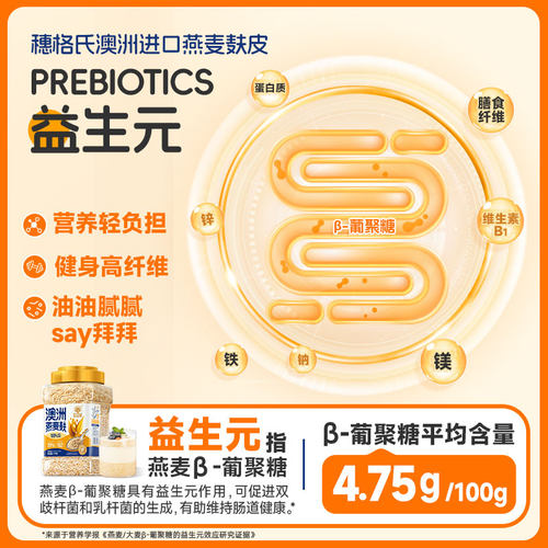 穗格氏燕麦麸皮高蛋白质无添加蔗糖代餐早餐原味即食冲饮麦片1kg - 图0