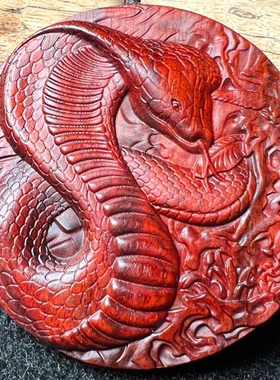 印度小叶紫檀蛇牌吊坠红木蛇挂件属蛇木质蛇项链男女本命年木雕蛇