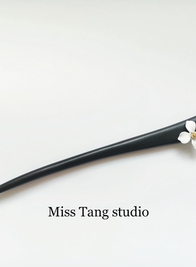 新款现代简约发簪檀木花朵墨绿粉色发饰原创设计百搭日常汉服配饰