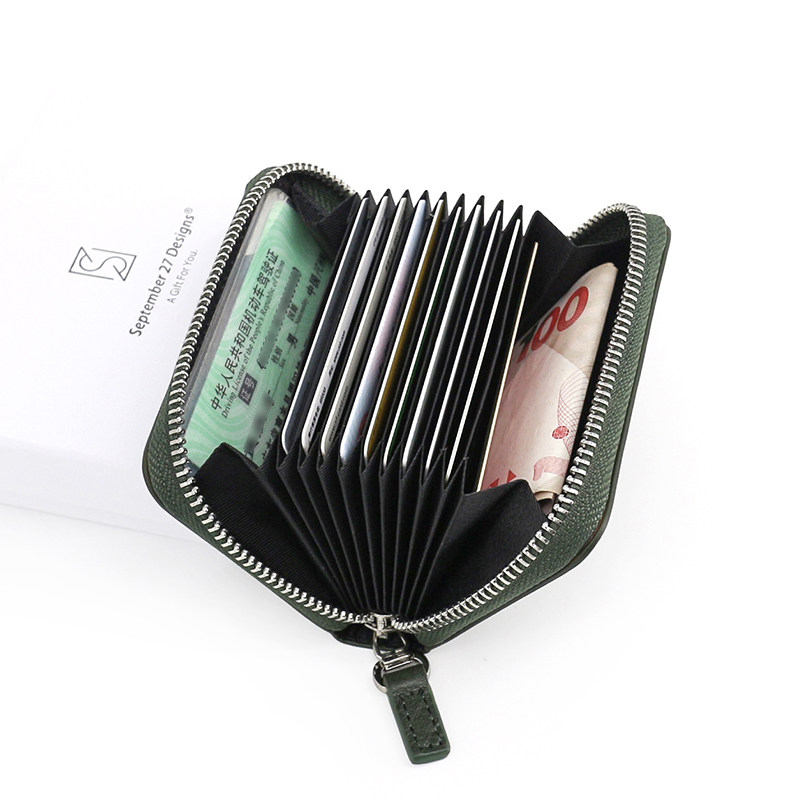 头层牛皮男风琴女式复古分层零钱包 september27designs卡包