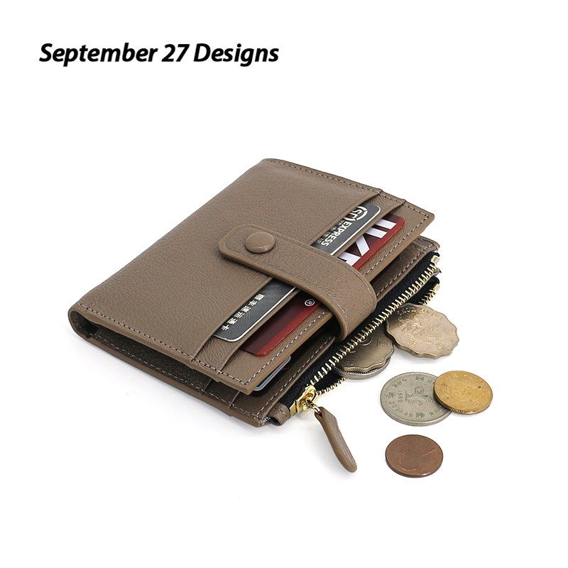真皮山羊皮搭扣女生拉链硬币包卡包 september27designs钱包
