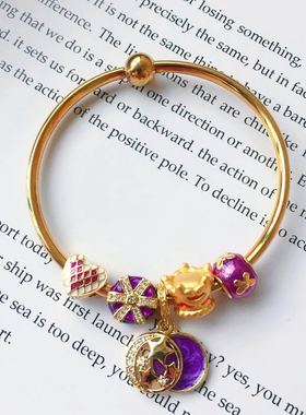 diy古法金万能光面螺纹珠子手链