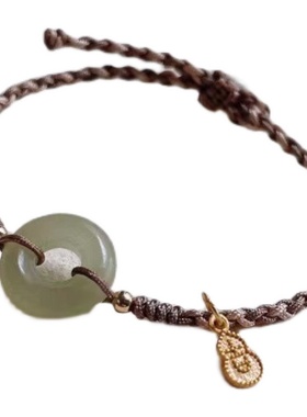 天然和田玉甜甜圈手链葫芦吊坠