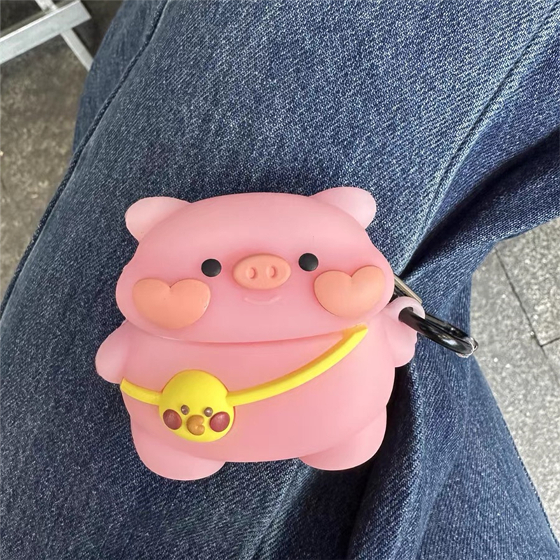 创意卡通爱心腮红小猪适用airpodspro保护套1/2代粉色猪苹果蓝牙耳机壳AirPods3无线硅胶盒5代软壳pro2可爱女 - 图0