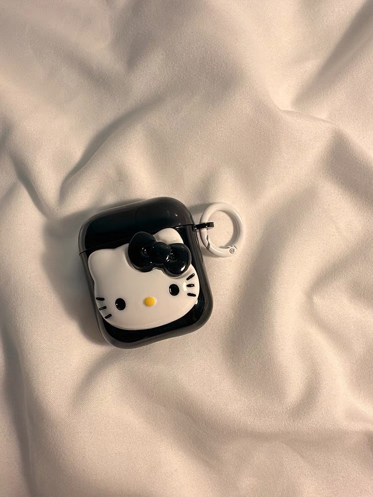 创意黑暗风立体kt猫适用AirPods4保护套2代苹果无线蓝牙耳机壳pro2Pro3硅胶软壳女卡通可爱AirPods3防摔盒5代 - 图2