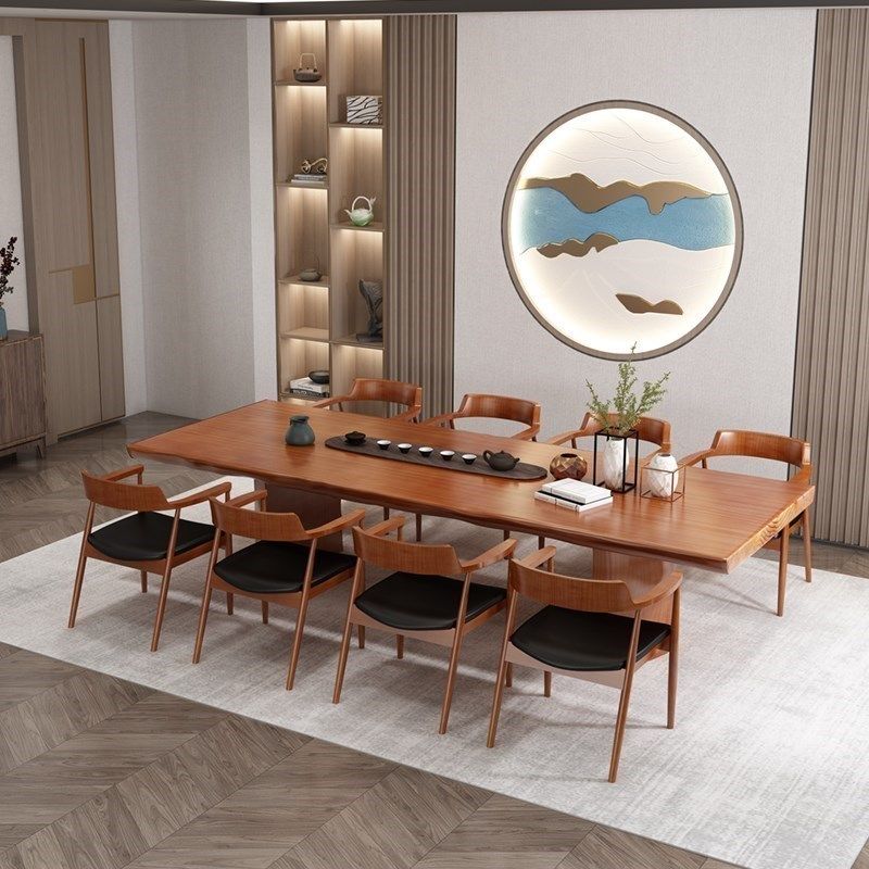 loft简约长条桌会议桌美式工业风桌原木办公长餐桌茶桌实木大板桌