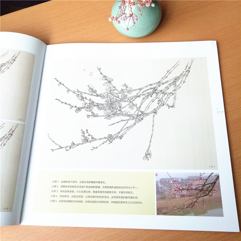 白描技法精解全套8册 荷花禽鸟竹子牡丹草虫梅花菊花 工笔画白描技法动物花鸟白描底稿勾线画谱美术绘画初学者入门基础教程图书籍