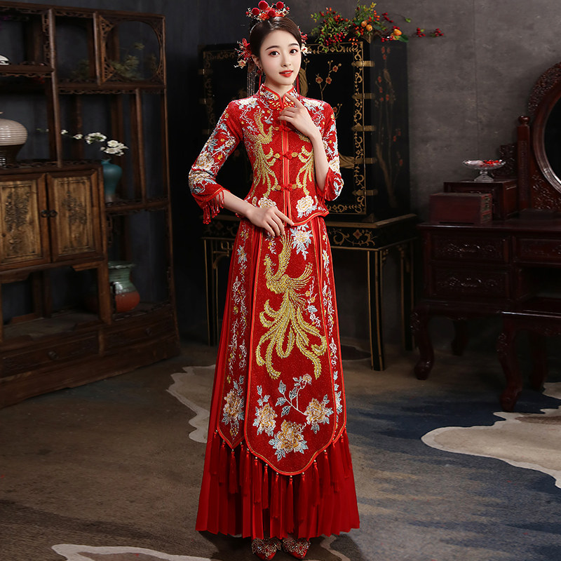 秀禾服女新娘2020新款秋中式秀婚纱 衣至人归旗袍