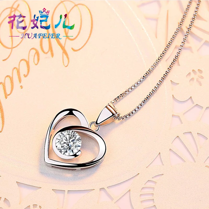 纯银 新款吊坠生日送女友礼物刻字 白金心形项链女 正品保证 18k 纯银 新款吊坠生日送女友礼物刻字 白金心形项链女 正品保证 18k