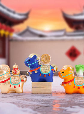 网红爆款盲盒马上财运转赚创意盲盒马年小礼品文创装饰摆件驰猫