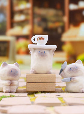 可爱卡通手办猫猫PAI情绪开演绒FUFU盲盒创意小红书同款摆件礼物