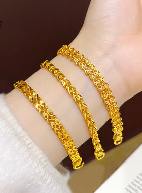 金店同款沙金古法镂空爱心心手链