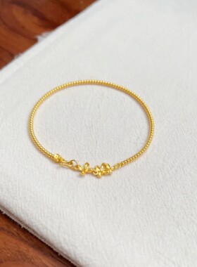 精致小桂花手炼女款黄金色算盘珠