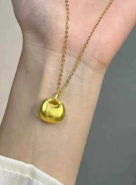 古法小金坨小胖福项链女999金