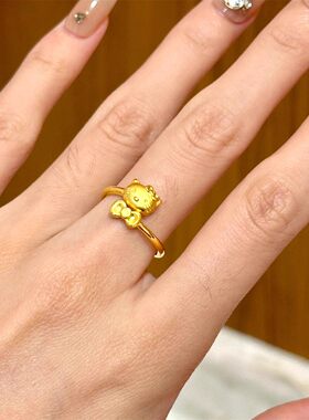 新款Kt猫咪蝴蝶结戒指高级感戒指