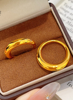 金店同款沙金亮面泥鳅背面包戒指