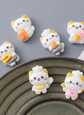 现货厨师猫咪公仔手工diy树脂配件奶水杯收纳盒手机手机壳冰箱贴