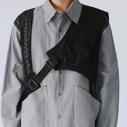 韩国ins潮牌暗黑中性战术轻机能马夹背心街头可拆卸搭配马甲男女 - 图1