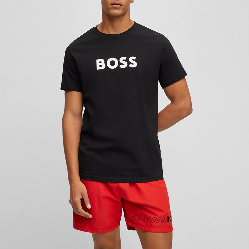 雨果博斯HUGO BOSS 男士棉质LOGO胶印圆领男装短袖T恤 50491706