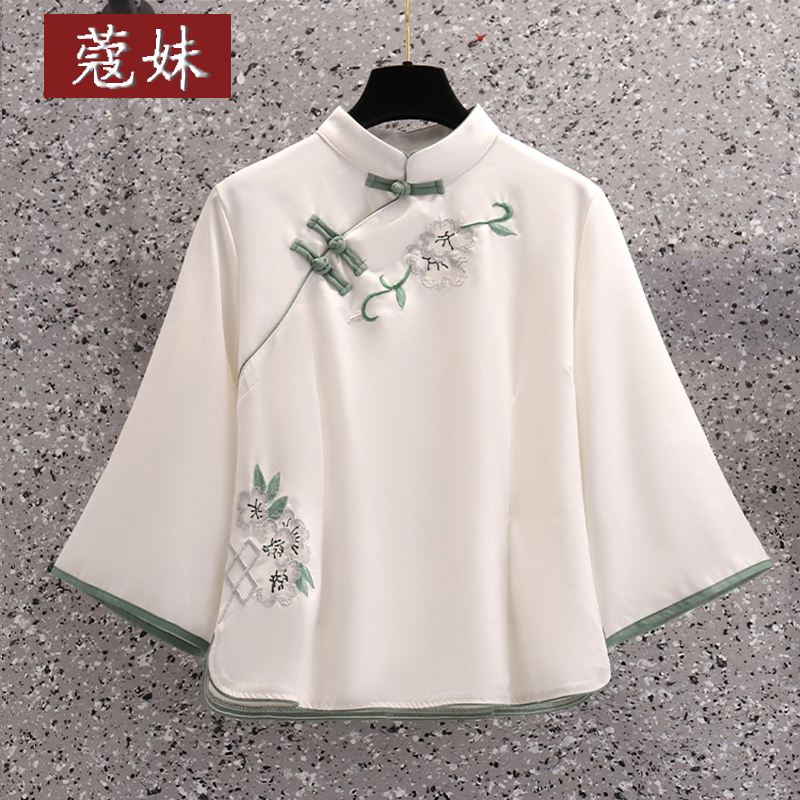 中国风复古唐装盘扣茶服棉麻夏汉服 蔻妹上衣