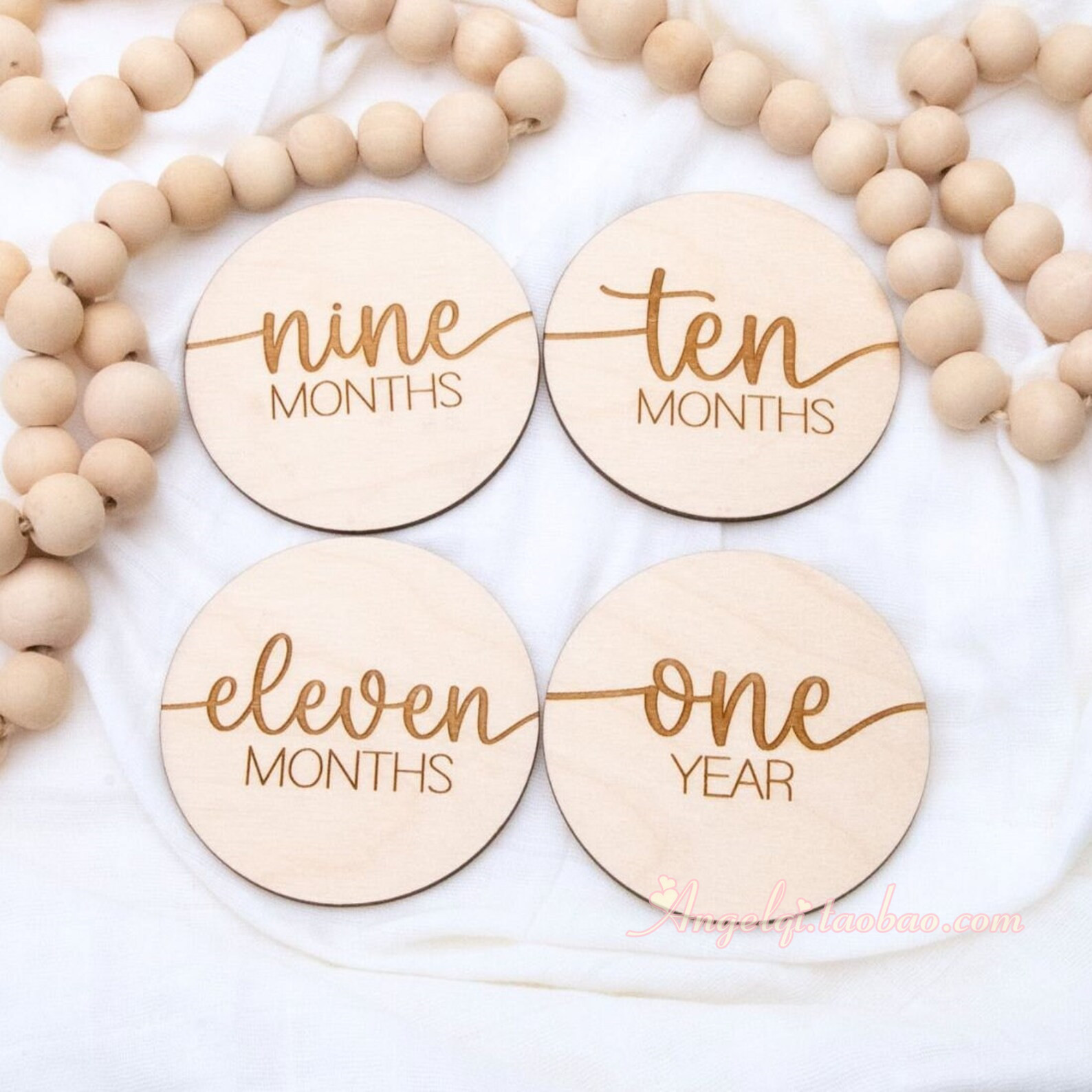 Baby Monthly Milestone Discs婴儿纪念牌儿童里程碑拍照月份木片 - 图1