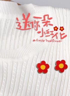 小红花胸针可爱花朵徽章背包装饰别针儿童奖励奖品门店店员配饰