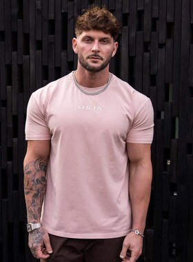 Men's oversized T-shirt, muscle exercise, fitness, cott
