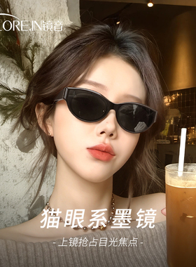 猫眼墨镜女方圆脸高级感海边拍照