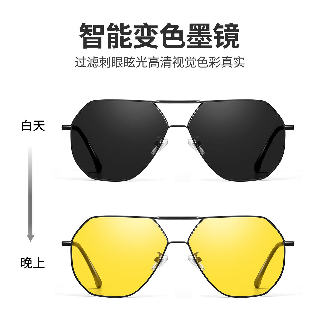 日夜两用驾驶镜男防远光灯偏光开车 colorein眼镜太阳眼镜